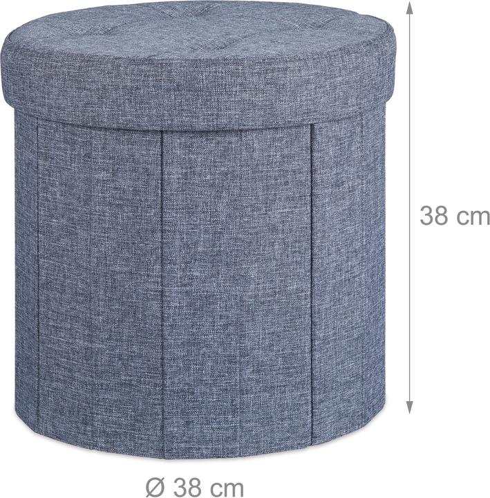 Actual product image Relaxdays Round Storage Ottoman Size M