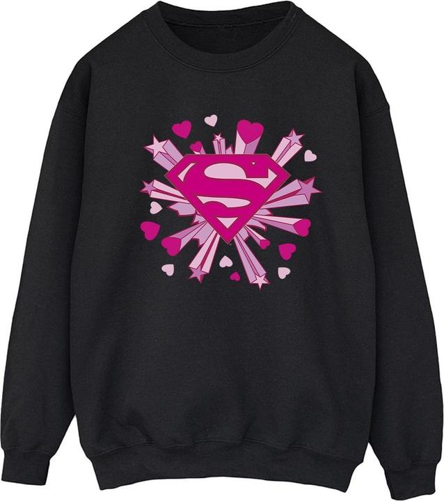 Superman Pink Hearts And Stars Logo Sweatshirt (XL)