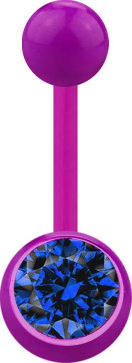 Star Piercing Banane violett mit Kugel und Kugel Kristall dunkelblau (Acryl, ohne Messing)