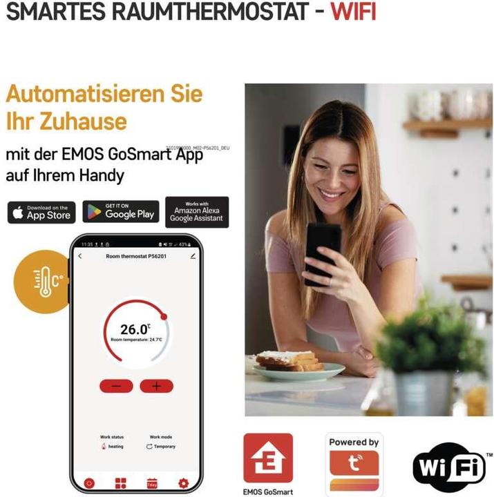 Produktbild Emos GoSmart Raumthermostat P56201 mit WiFi, programmierbar, verkabelt