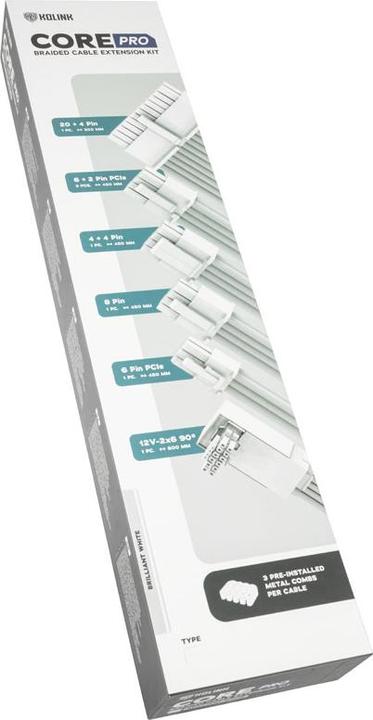 Produktbild Kolink Core Pro Braided Cable Extension Kit 12V-2x6 Typ 2 - Brilliant White (0.60 m)