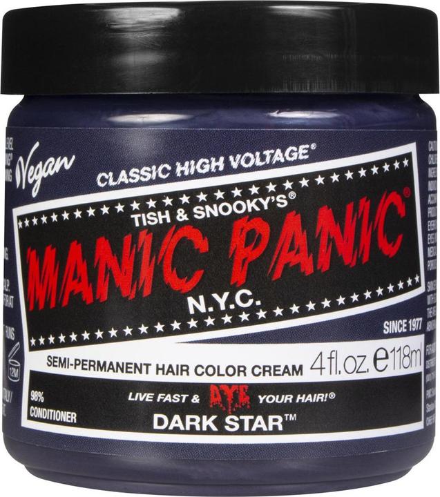 Manic Panic Dark Star Grey Hair Dye Classic High Voltage Semi Permanent Color Very Deep with Slight (Dark Star)