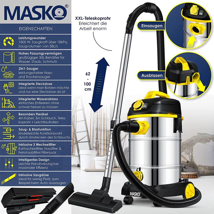 Image du produit Masko Aspirateur industriel (Aspirateur eau et poussière)