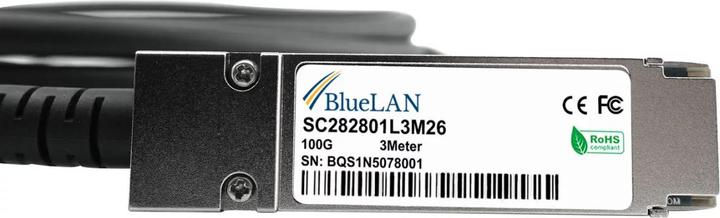 Produktbild BlueLAN Fortinet FN-CABLE-QSFP28-1 kompatibles DAC QSFP28 SC282801L1M30