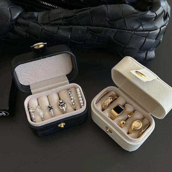 Actual product image Only-Bags.Store Mini Portable Small Jewellery Storage Bag Travel Simple Leather Ring Necklace Earrings