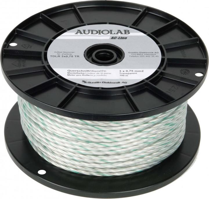 Image du produit Audiolab Câble d'alimentation, rond, transparent, 3x0.75mm2, 100m (100 m, 0.75 mm²² mm)