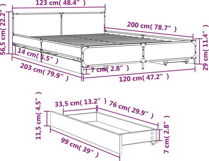 Immagine prodotto VidaXL Struttura letto con cassetti (120 x 200 cm)