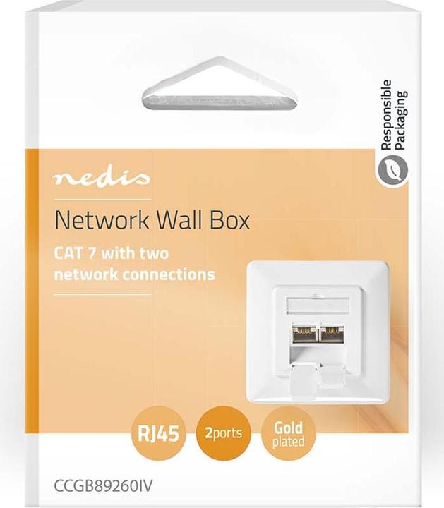 Produktbild Nedis Netzwerk-Wanddose | Unterputz | 2-Port port(s) | CAT7 | Gerade | Buchse | Vergoldet | PVC | El