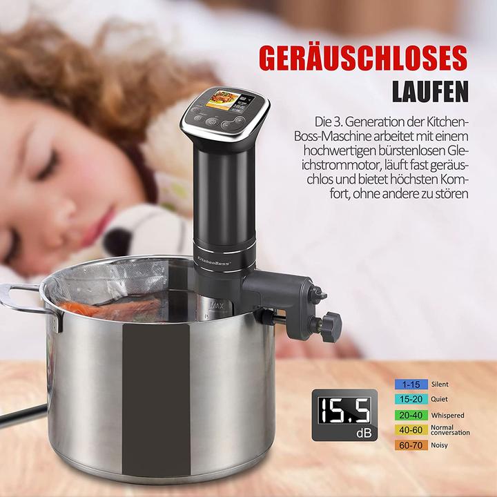 Produktbild KitchenBoss Sous-Vide Stick G322 Schwarz mit 5Stk Vakuumierbeutel