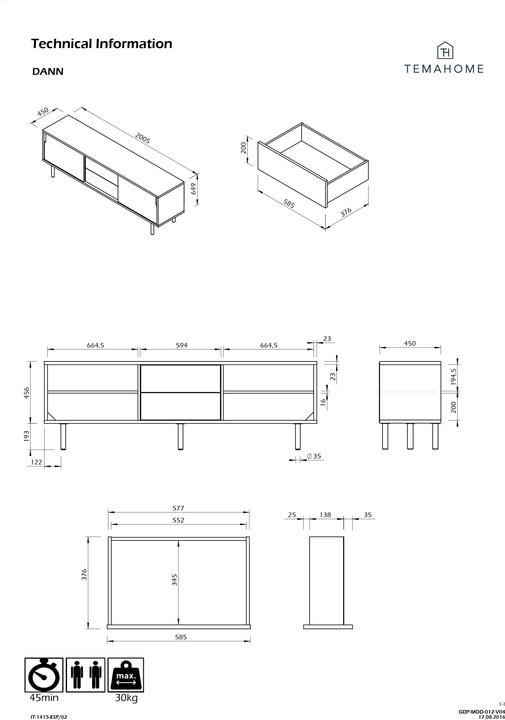 Produktbild Temahome Dann (201 x 45 x 65 cm)