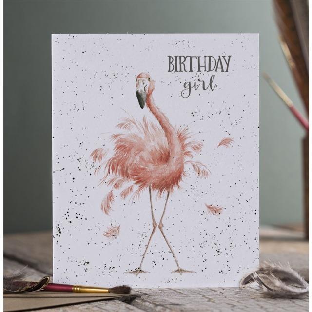 Produktbild Wrendale Design Geburtstagskarte - Flamingo BIRTHDAY GIRL Wrendale Designs (1 Stk.)