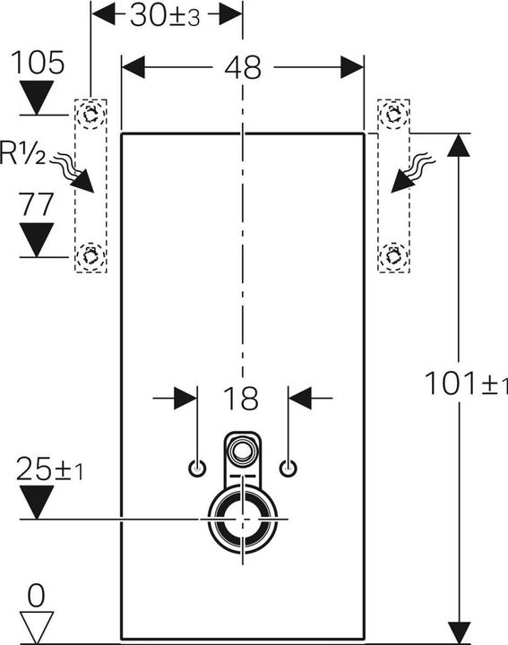 Actual product image Geberit Monolith sanitary module for wall-mounted toilet, 101cm, water connection on side, with conn