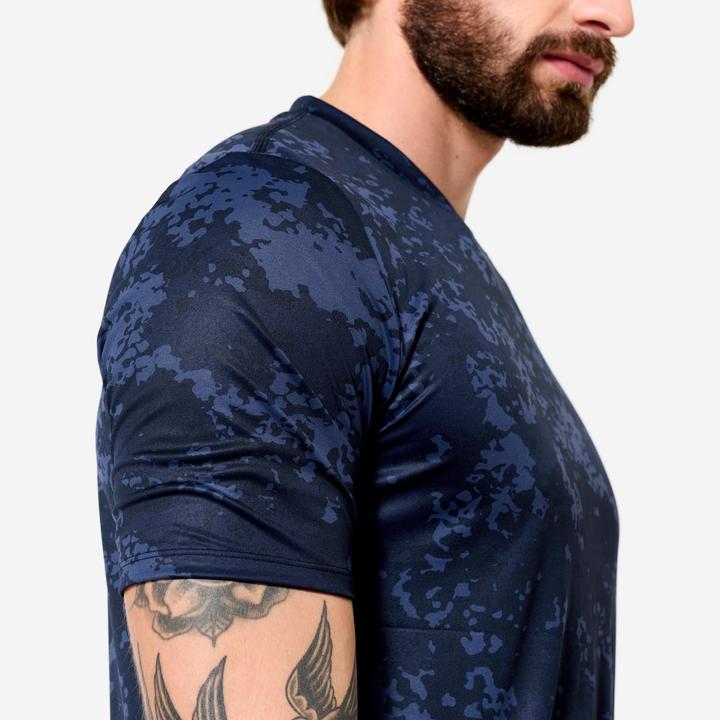 Produktbild Domyos Men's Short-Sleeved Crew Neck Breathable Fitness T-Shirt - Navy Blue (XL)
