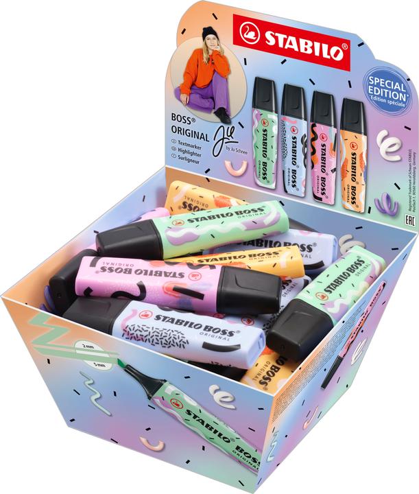 Produktbild STABILO Boss By Ju 30er Display (Wolkenblau, Purpurrot, Minze, Pfirsich, 5 mm, 30 x)