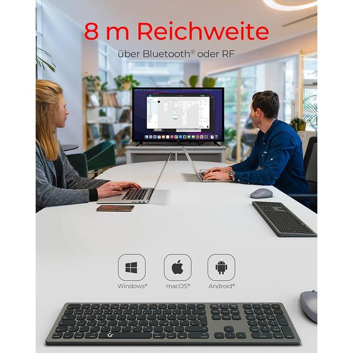 Actual product image KeySonic Full-Size Aluminum Keyboard, Bluetooth® & RF, for Win & macOS (DE, Wireless)