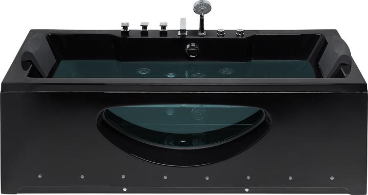 Produktbild Beliani Whirlpool Badewanne schwarz rechteckig mit LED 180 x 80 cm HAWES (235 l, 80 cm)