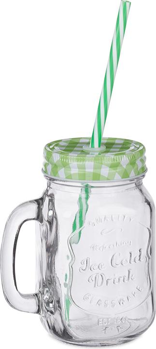 Produktbild Relaxdays Trinkglas mit Strohhalm (0.40 l, 8 x)