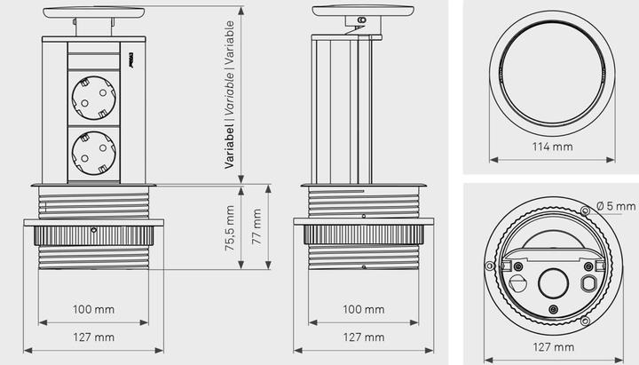 Image du produit Evoline Prises escamotables +AMIArg- PORT 230 V (3 x, Type 23, 3 m)