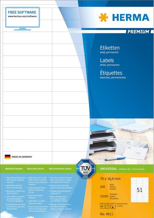 Image du produit Herma Étiquettes universelles A4