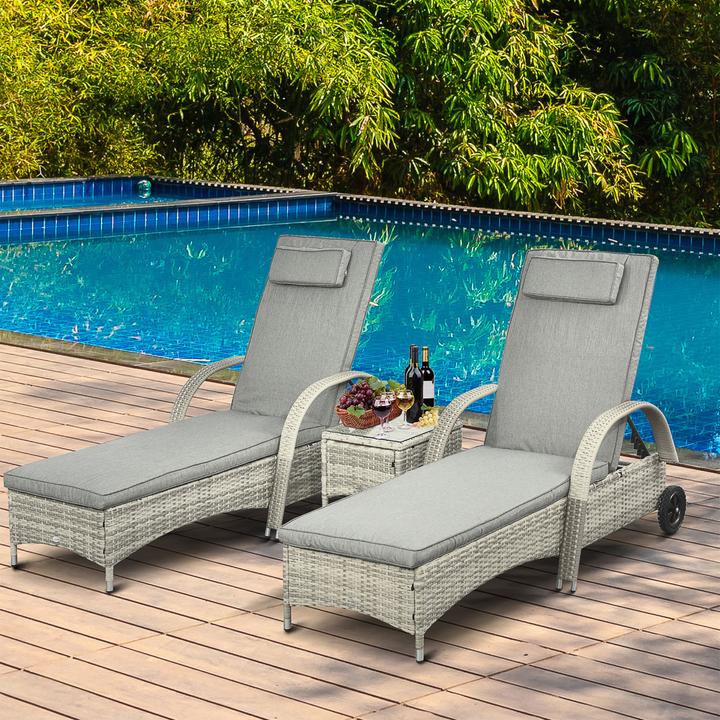 Image du produit Outsunny Bains de soleil en rotin avec table