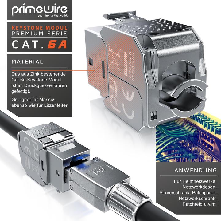 Actual product image Primewire Keystone module CAT.6a for LAN cable plug field-terminable, RJ-45 socket to network cable (Keystone module)