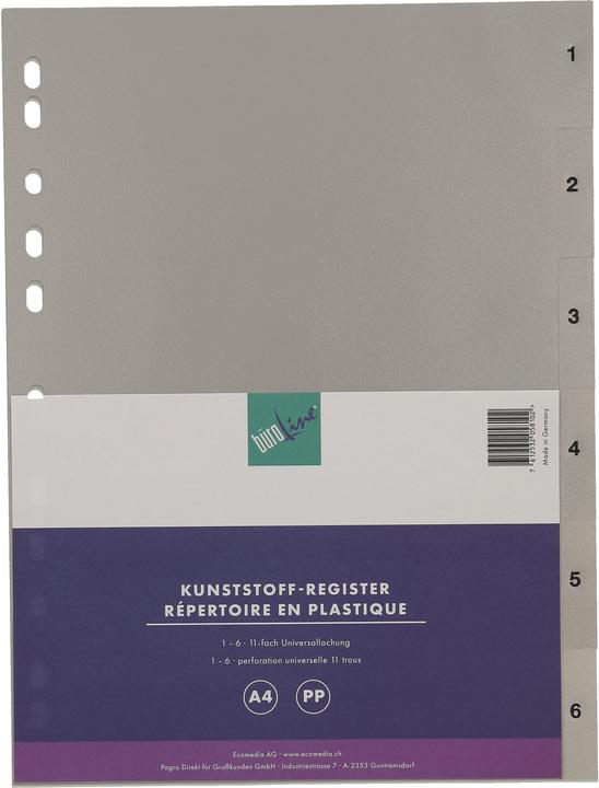Produktbild BüroLine Register PP grau A4