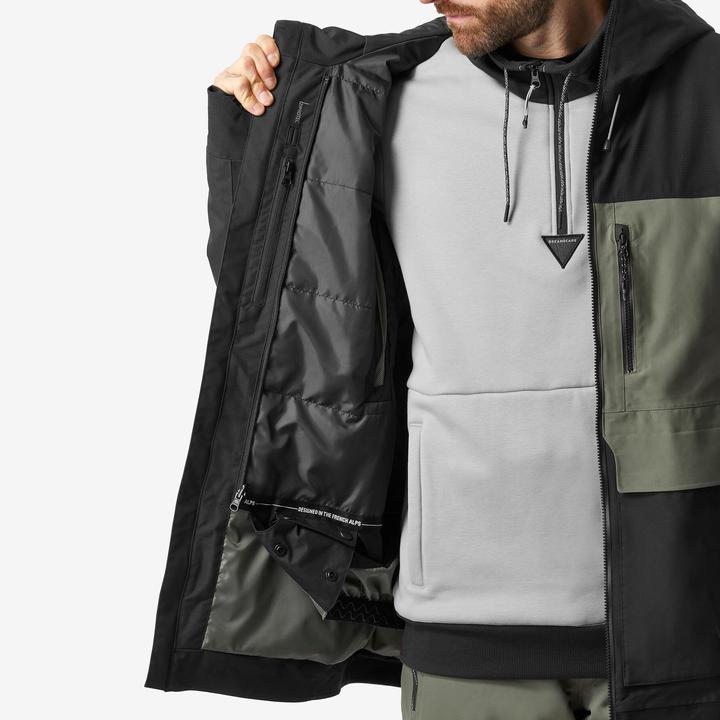 Actual product image Dreamscape Snowboard jacket men's ski jacket - SNB 500 Ziprotect khaki/black (XL)