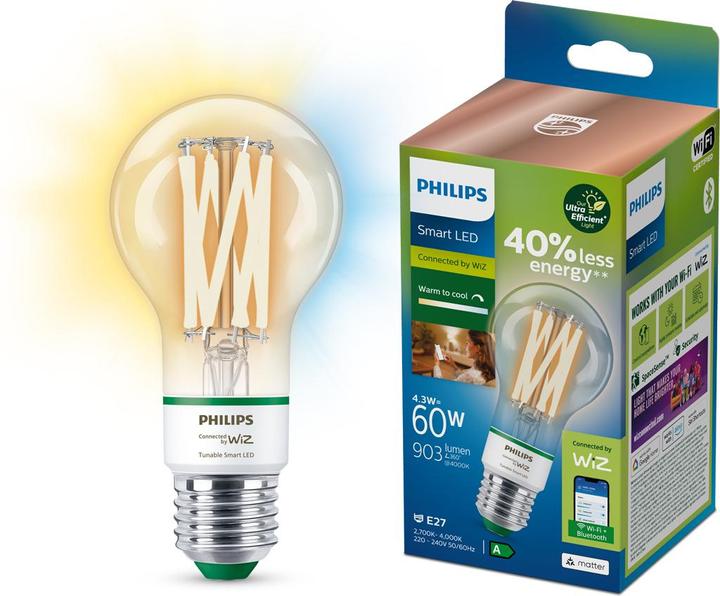 Produktbild WiZ Filament-Lampe (E27, 4.30 W, 903 lm, 1 x, A)