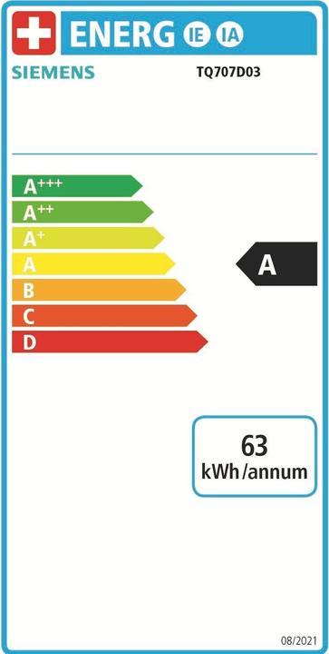 Energielabel Siemens EQ700 integraal (EU-stekker)