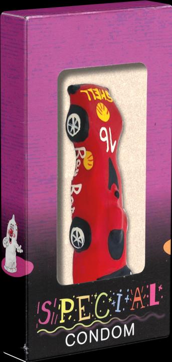 Actual product image Condomerie XL Joke condom racing car red hand-painted natural rubber latex (1 pcs.)