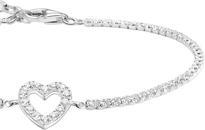 Produktbild Thomas Sabo Tennisarmband Herz mit weissen Steinen Silber (19 cm, Recyceltes 925 Silber)