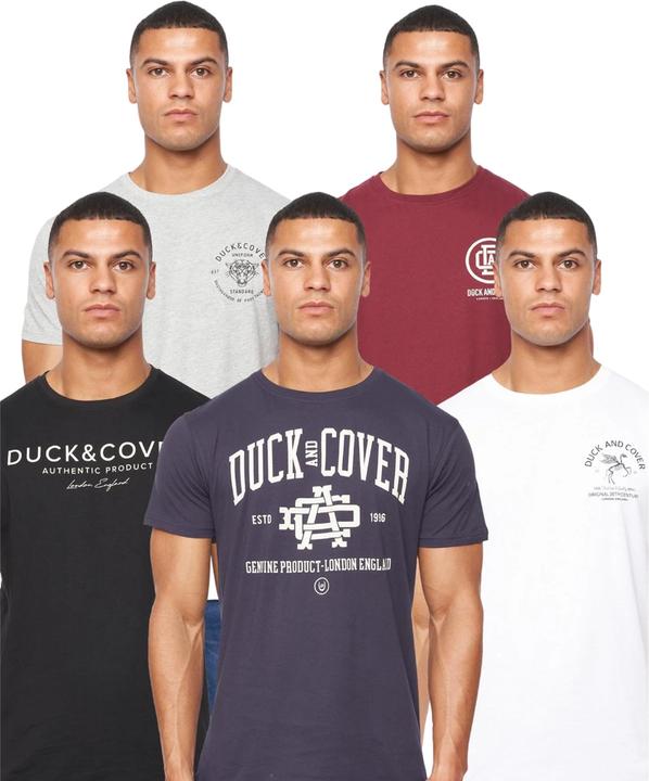 Actual product image Duck and Cover Mens Klapstar Assorted Designs T-Shirt (Pack of 5) (S)