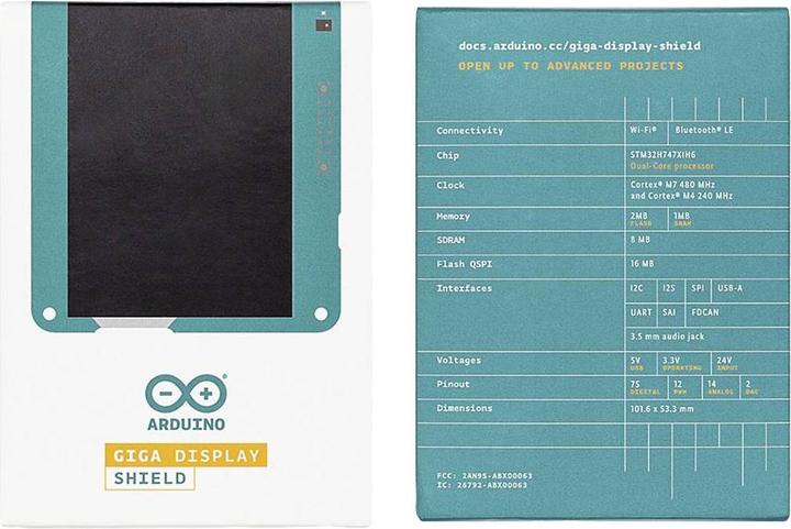 Immagine prodotto Arduino GIGA Display Shield Monitor touchscreen da 10,1 cm (3,97 pollici) 800 x 480 Pixel