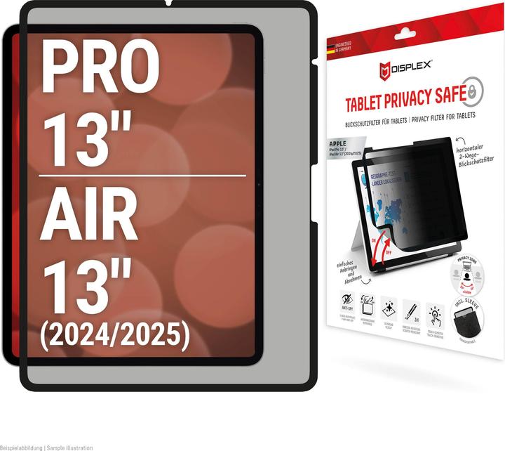 Image du produit Displex Tablet Privacy Safe, Tablet Blickschutzfolie (1 pièce(s), iPad Air 13 2024 (M2), iPad Pro 13 2024 (M4), iPad Air 13 2025)