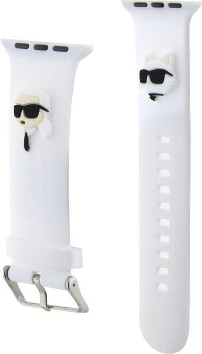 Produktbild Karl Lagerfeld Pasek KLAWMSLKCNH Apple Watch 38/40/41mm biały/white strap 3D Rubber Karl&Choupette H (Silikon, Stahl)