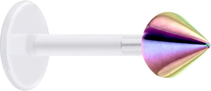 Star Piercing Micro Labret transparent mit Cone farbig (ohne Messing, Bioflex, Chirurgenstahl 316L)