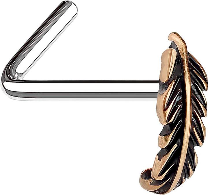 Produktbild Star Piercing Nasenstecker gewinkelt rosegold Blatt (ohne Messing, Chirurgenstahl 316L)