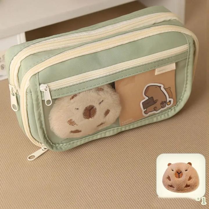 Only-Bags.Store Grosse Kapazität Bleistift Tasche Cartoon Schreibwaren Halter Tasche mit Clips Keychains Kinder