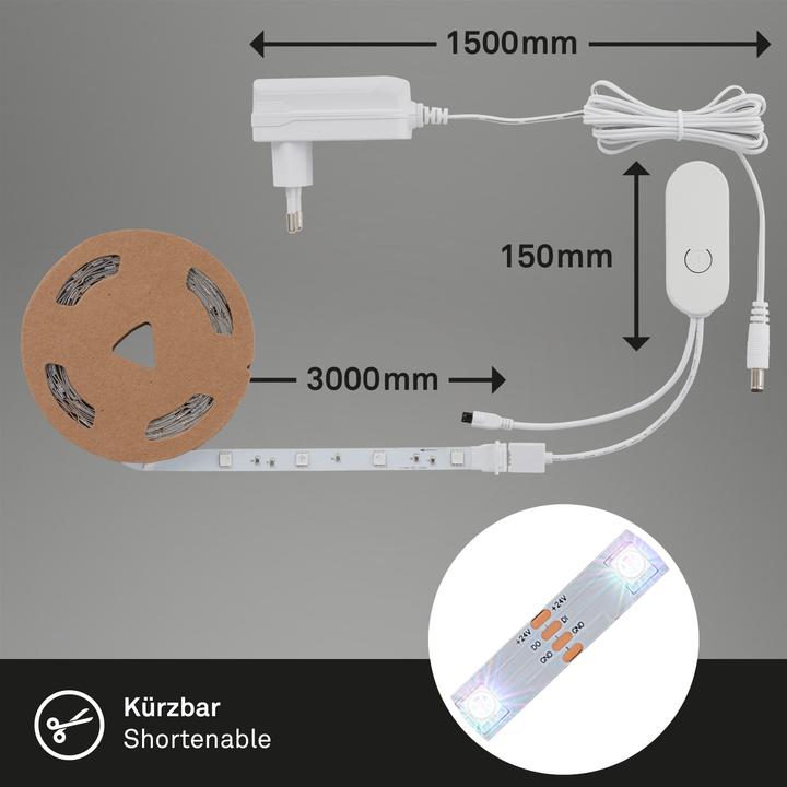 Immagine prodotto Briloner Fascia flessibile Magic RGB LED, 3 m, incl. sensore musicale (300 cm, Interno)