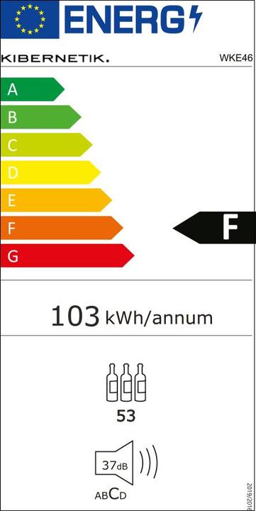Etichetta energetica Kibernetik FSP Einbau Weinklimaschrank 46 Flaschen