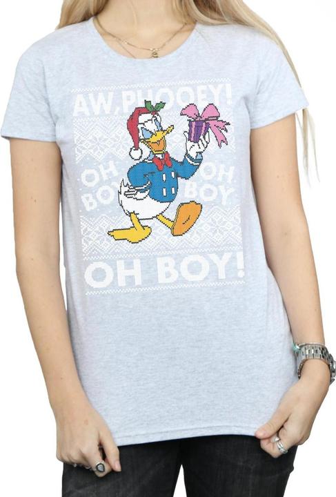 Actual product image Disney Womens/Ladies Donald Duck Christmas Fair Isle Cotton T-Shirt (XL)