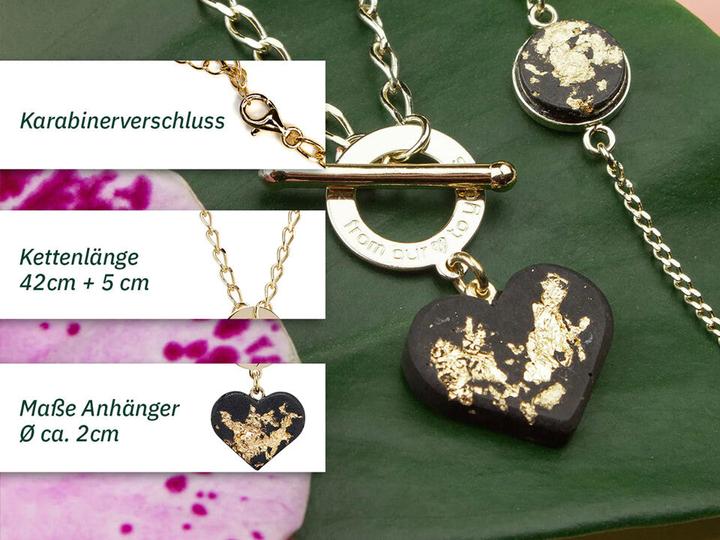 Image du produit C. Jungle Collier avec pendentif coeur JASMINA3 Fait à la main en argent sterling plaqué or 14 carats (Argent sterling 925 recyclé, Plaqué or 14 carats, Béton à très haute résistance)