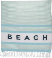 Immagine prodotto Ootb Telo hammam fouta bianco/turchese/blu, Spiaggia (80 x 170 cm)