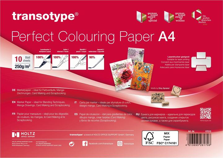 Produktbild Transotype Marker Papier DIN A4, 250 g/qm, 10 Blatt (A4, Blanko)