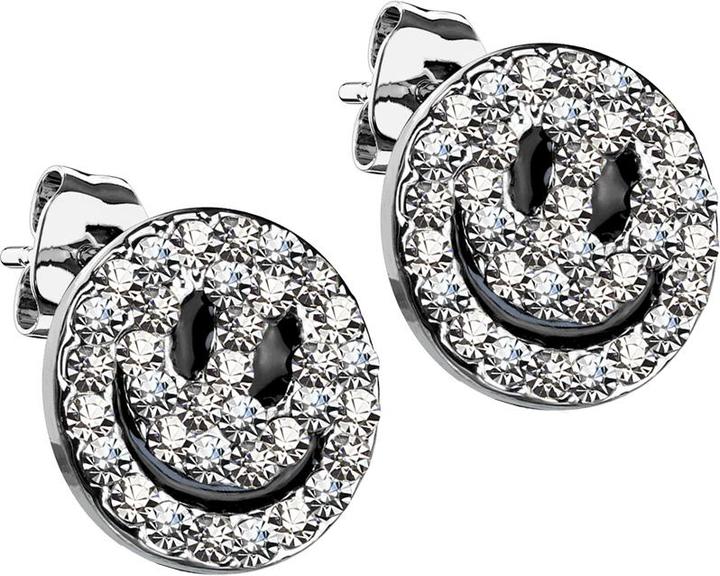 Produktbild Star Piercing Ohrstecker silber Kristallsmiley (Chirurgenstahl 316L, Messing)
