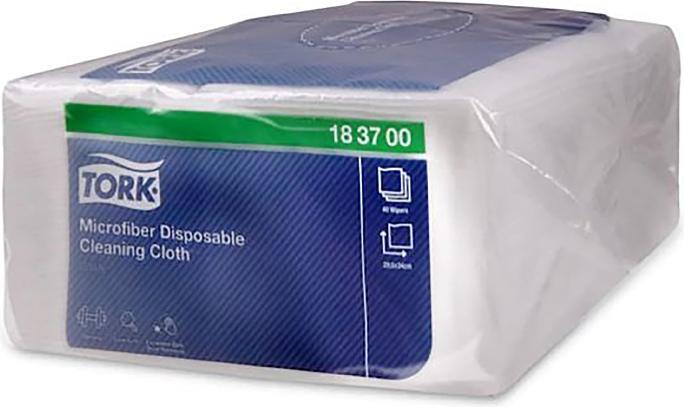 Actual product image Tork Microfibre Disposable Cleaning Cloths White with Blue Print 183700 (320 pcs.)