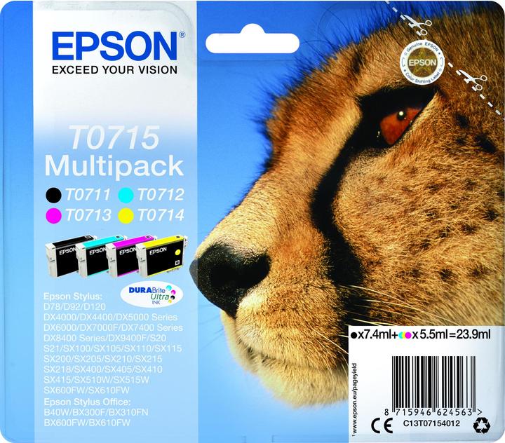 Actual product image Epson INK CARTR DURABRITE 4COLOUR T0715 (M, FC, C, Y)