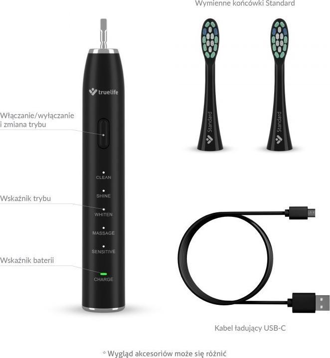 Produktbild Truelife SonicBrush Clean30 Black Erwachsener Vibrierende Zahnbürste (Schallzahnbürste)
