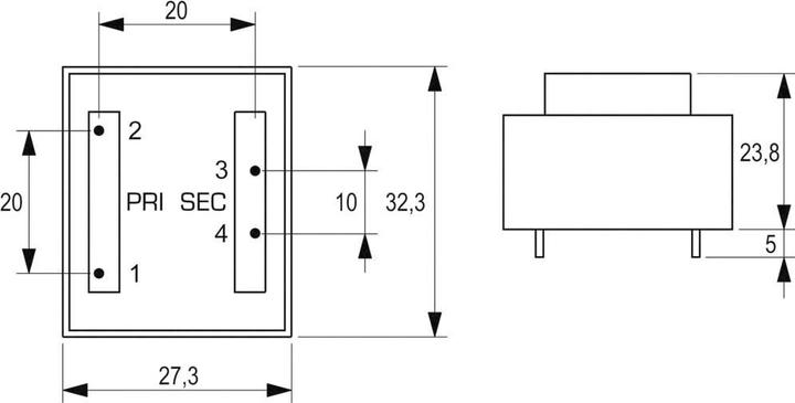 Produktbild Block Transformator PCB 1,5VA 1x9V