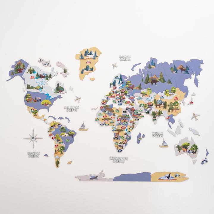 Actual product image Enjoy The Wood 2D children's wooden world map - wall decoration (150 x 90 cm)